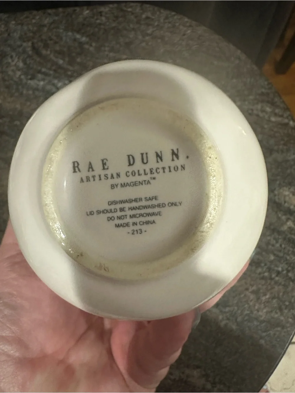 Rae Dunn White Ceramic GARLIC Jar with Tan Lid